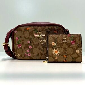 Coach Wildflower Signature Purse & Snap Wallet Set